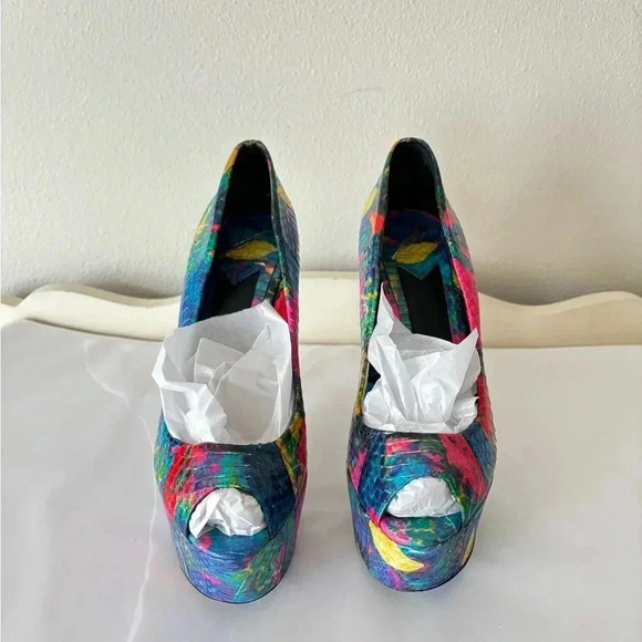 Brian Atwood Multicolor Peep Toe Heels - Picture 4 of 8
